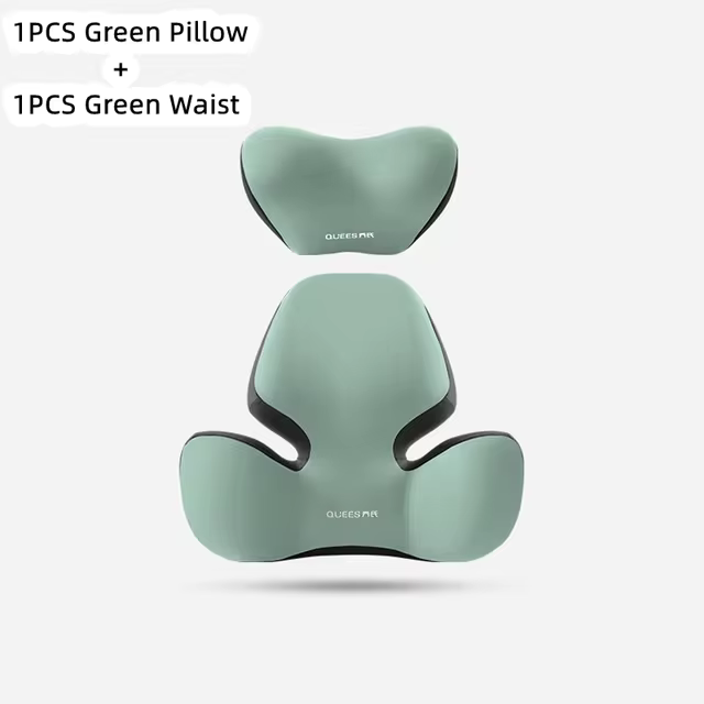 Green pillow and waist support product on a white background