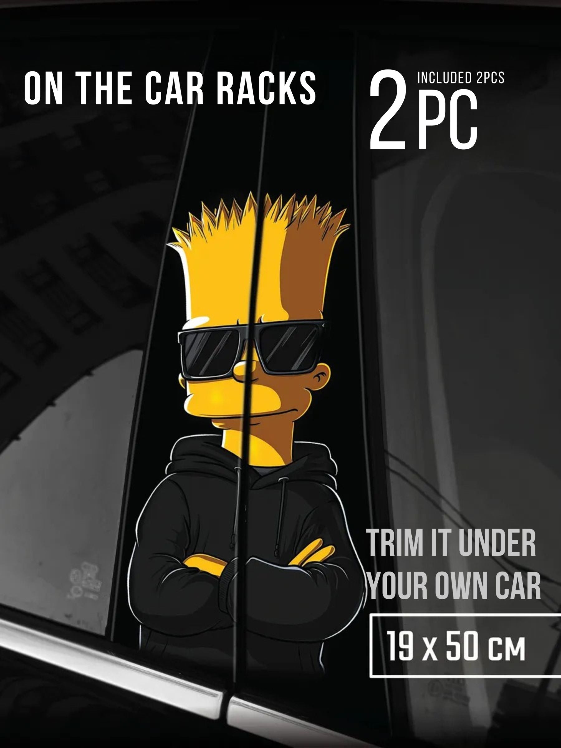 Set of 2 Matte Bart & The Simpsons Car Pillar Decals