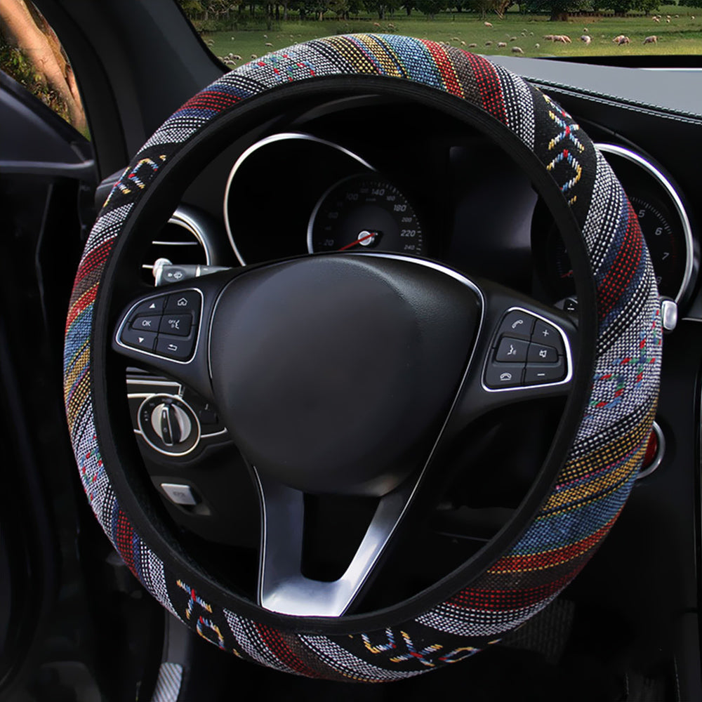 Elastic Microfiber Steering Wheel Cover for Women – Anti-Slip, Breathable, Universal 15” Fit XO Color XO_Color