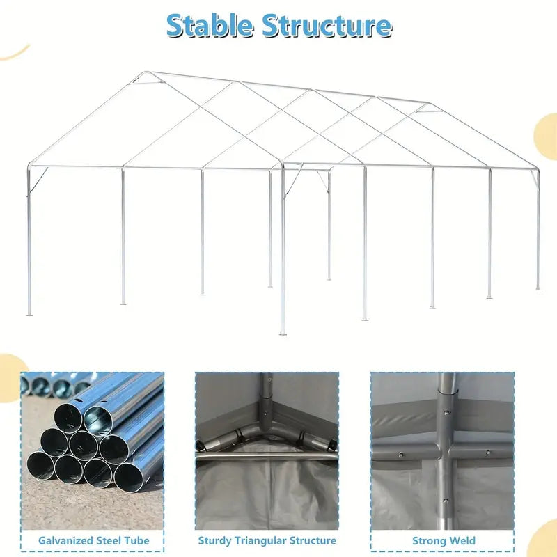 13x25ft Carport Portable Garage Car Top Heavy Duty Carport With Mesh Windows And Removable Sidewalls