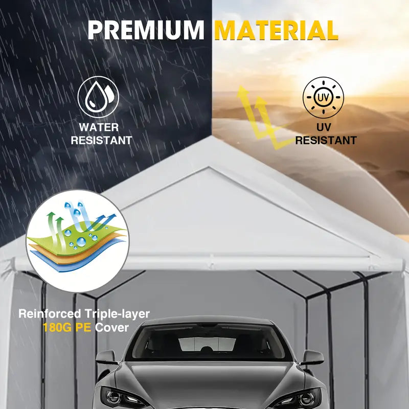 Upgraded Portable Carport with 4 Roll-up Doors