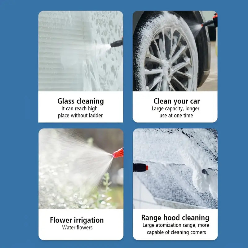 2.5L Multi-Directional Foam Sprayer with Attachments - Handheld, Versatile Cleaning