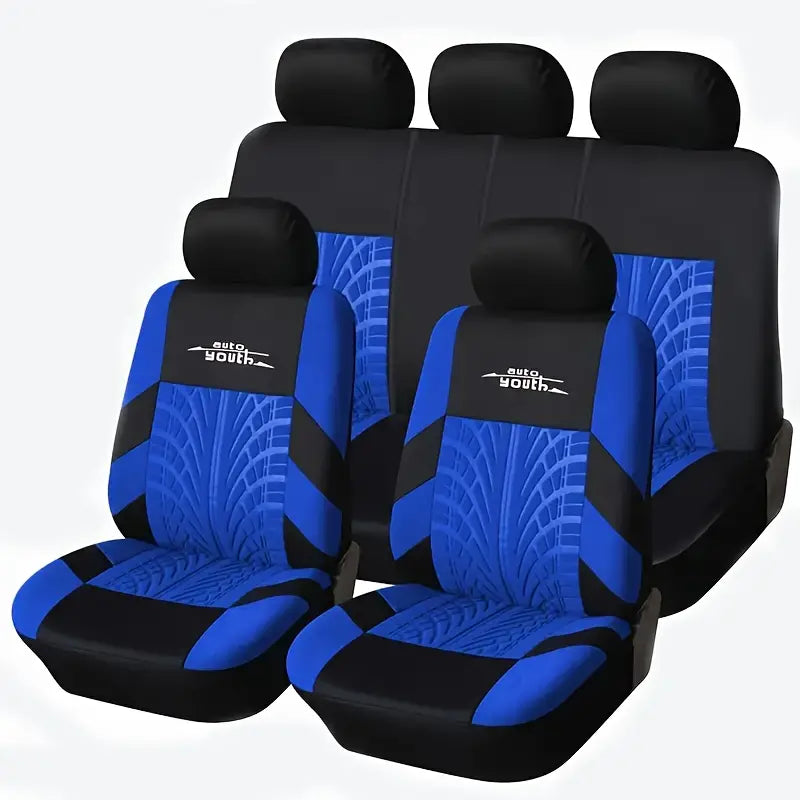 Premium Polyester Fiber Full Set Seat Cover Kit - All-Season Vehicle Seat Protectors