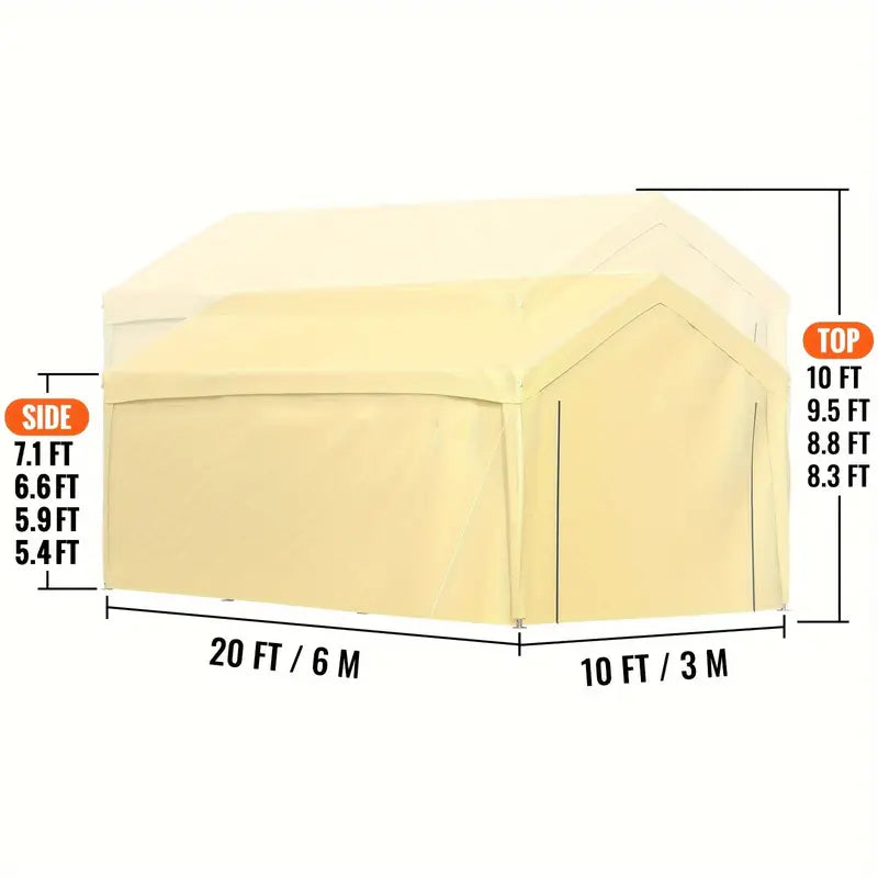 VEVOR 10 X 20 Ft Carport Car Canopy, Heavy Duty Garage bf697b88-8706-4666-9f2e-5f07e84ab5ef