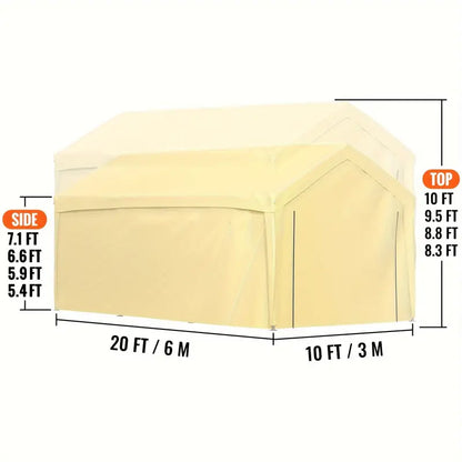 VEVOR 10 X 20 Ft Carport Car Canopy, Heavy Duty Garage bf697b88-8706-4666-9f2e-5f07e84ab5ef