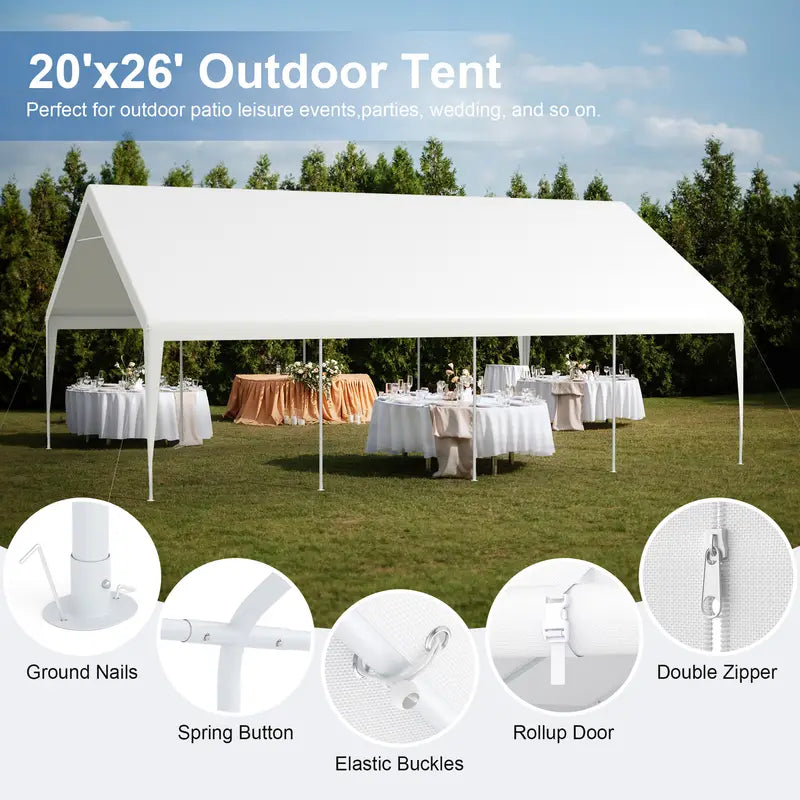 20x26 Canopy Tent for Parties Heavy Duty Carport Large Wedding Event Tent Portable Garage