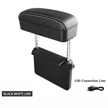 Car Right Hand Elbow Support Armrest Box Mobile Phone Wireless Charging Black white line car-right-hand-elbow-support-armrest-box-mobile-phone-wireless-charging-auto-parts-10