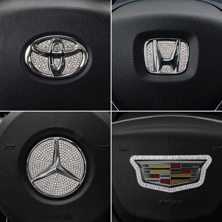 Car Steering Wheel Logo Diamond Decoration Stickers