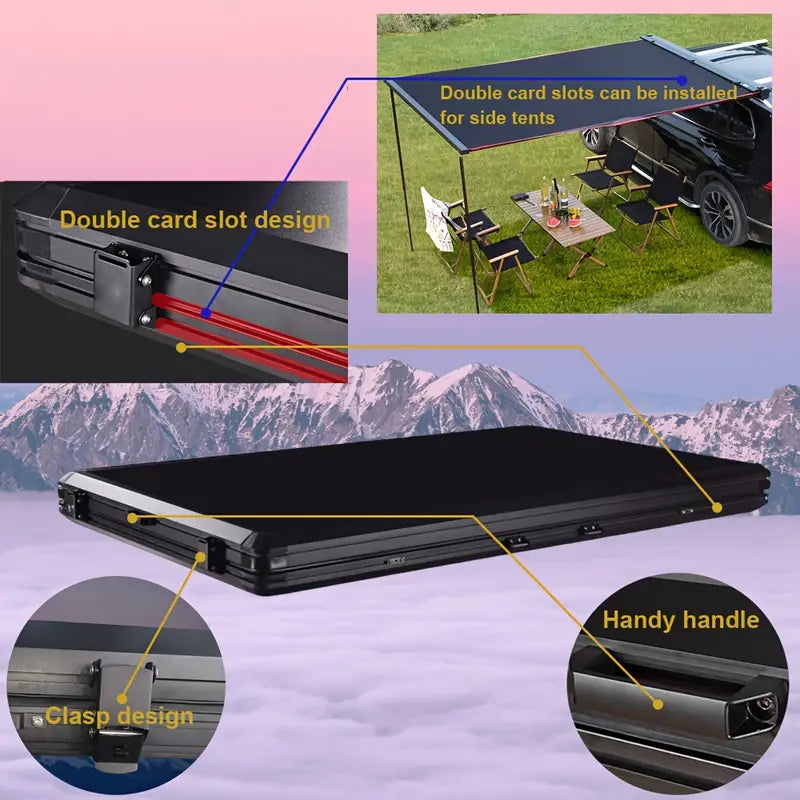 Hard Shell Rooftop Tent For Van, SUV, Truck, Car, Waterproof And Windproof, 2-3 Person Camping Tent With Metal Frame And Canvas Fabric