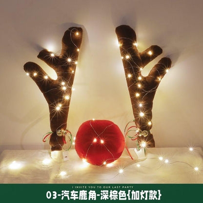 Christmas Red 3 Sets 03—car antlers—dark brown with lights model christmas-red-3-sets-auto-parts-8
