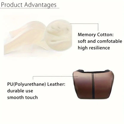 1pc Faux Leather Car Memory Foam Headrest Pillow Comfortable For Long Driving d28f4cca-2ed5-4b8d-be0b-e70c01c171f7