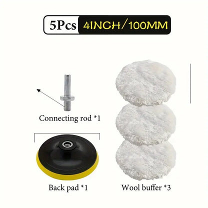 5pcs Premium Wool Polishing Sponges - Ultimate Shine for Floors, Cars & Boats - Durable Glass Cleaning Set 4inch d50ca4395eada20ae9869dee649e8b50_1