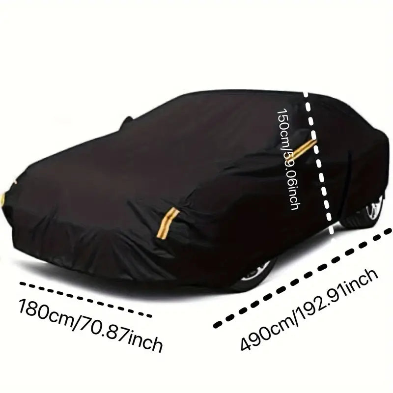 Oxford Cloth Full Car Cover - Waterproof 190T Outdoor Protection with Reflective Warning Tape