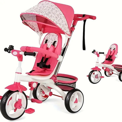 5-in-1 Convertible Tricycle Stroller with Canopy Pink db2d4db6-1f8b-4d6a-844a-807ce4683e48