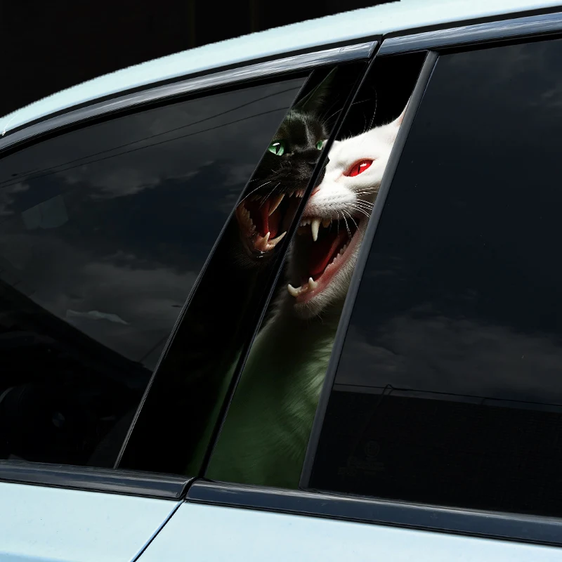 2pcs Auto B-Pillar Car Stickers, Cool Cat