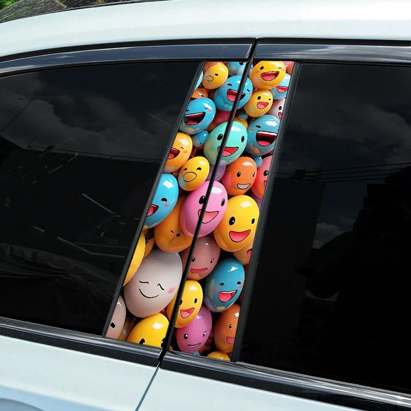 2pcs Funny Graffiti Car Sticker Auto Door Pillar Waterproof
