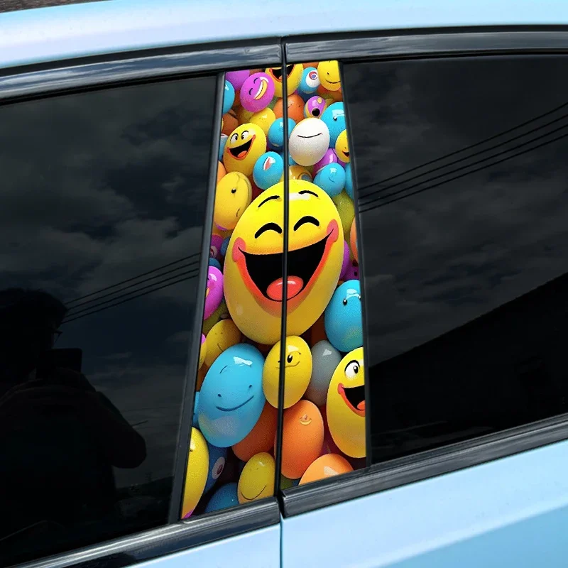 2pcs Funny Graffiti Car Sticker Auto Door Pillar Waterproof