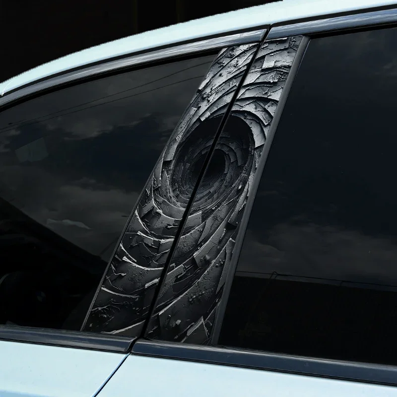 2pcs 3D Car Stickers Door Pillar Waterproof Decals