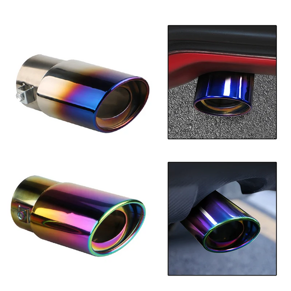 2.5" Inlet Car Auto Exhaust Muffler Tip Pipe Stainless Steel Chrome Trim