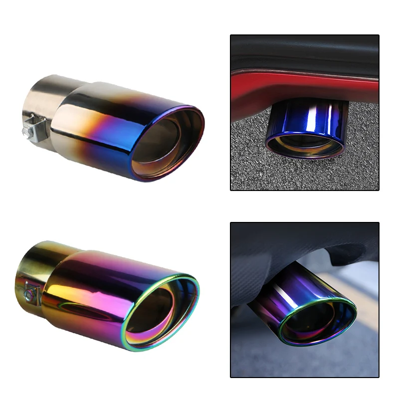 2.5" Inlet Car Auto Exhaust Muffler Tip Pipe Stainless Steel Chrome Trim download-2024-11-03T011237.033
