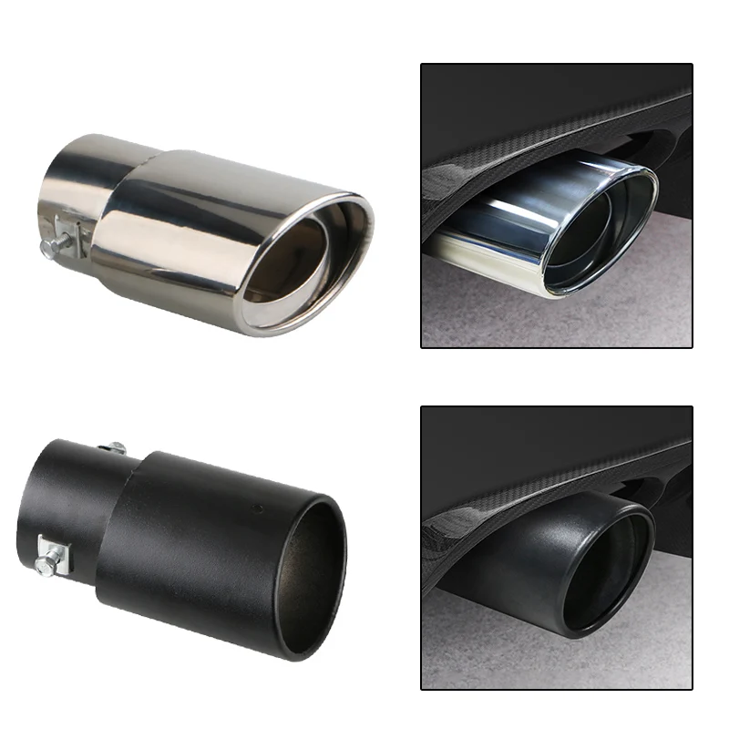 2.5" Inlet Car Auto Exhaust Muffler Tip Pipe Stainless Steel Chrome Trim