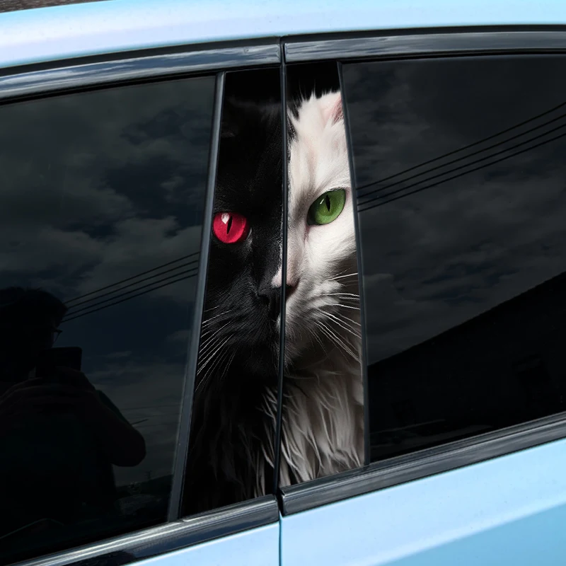2pcs Auto B-Pillar Car Stickers, Cool Cat