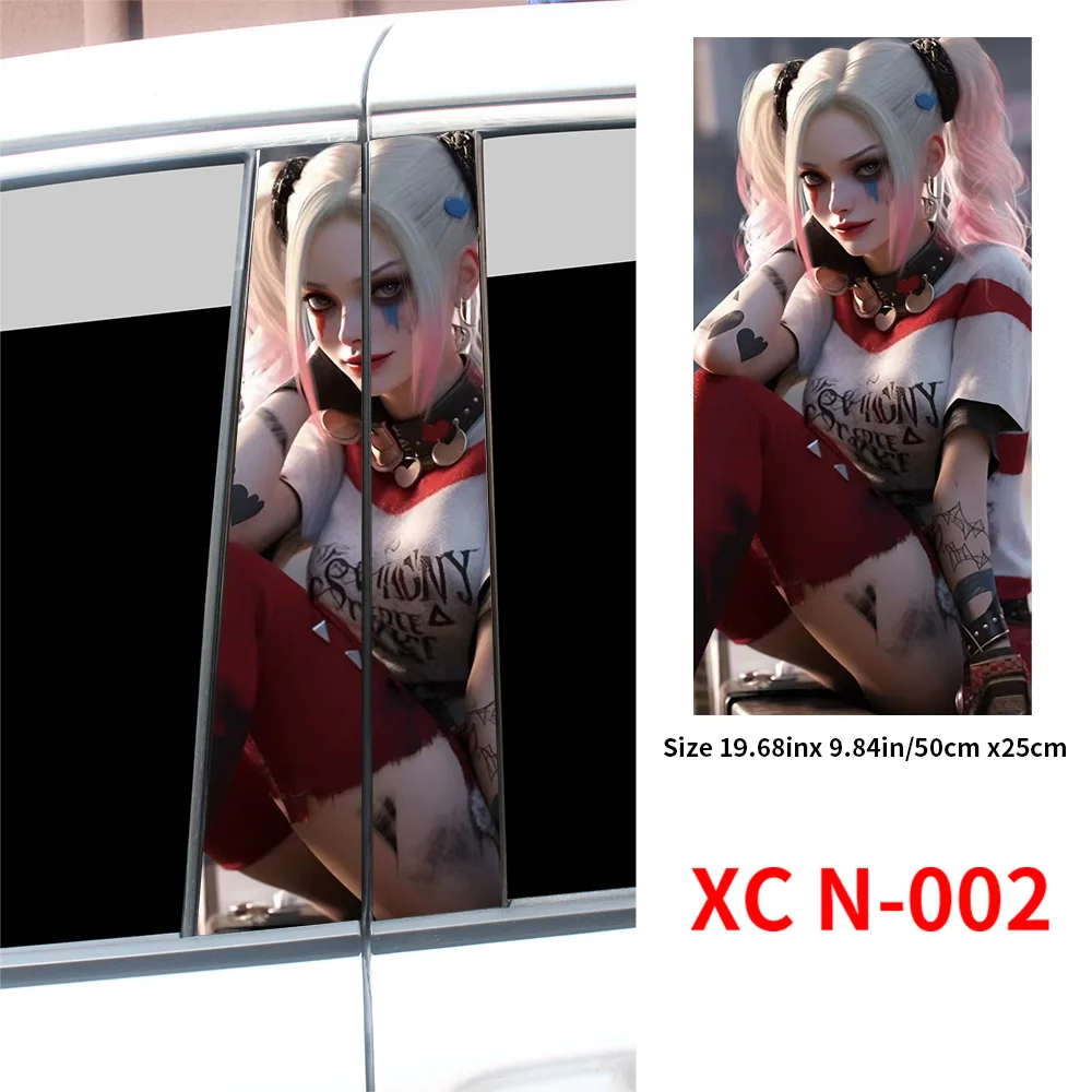 2pcs Waterproof Graffiti Joker Girl Car Stickers, Auto B Pillar