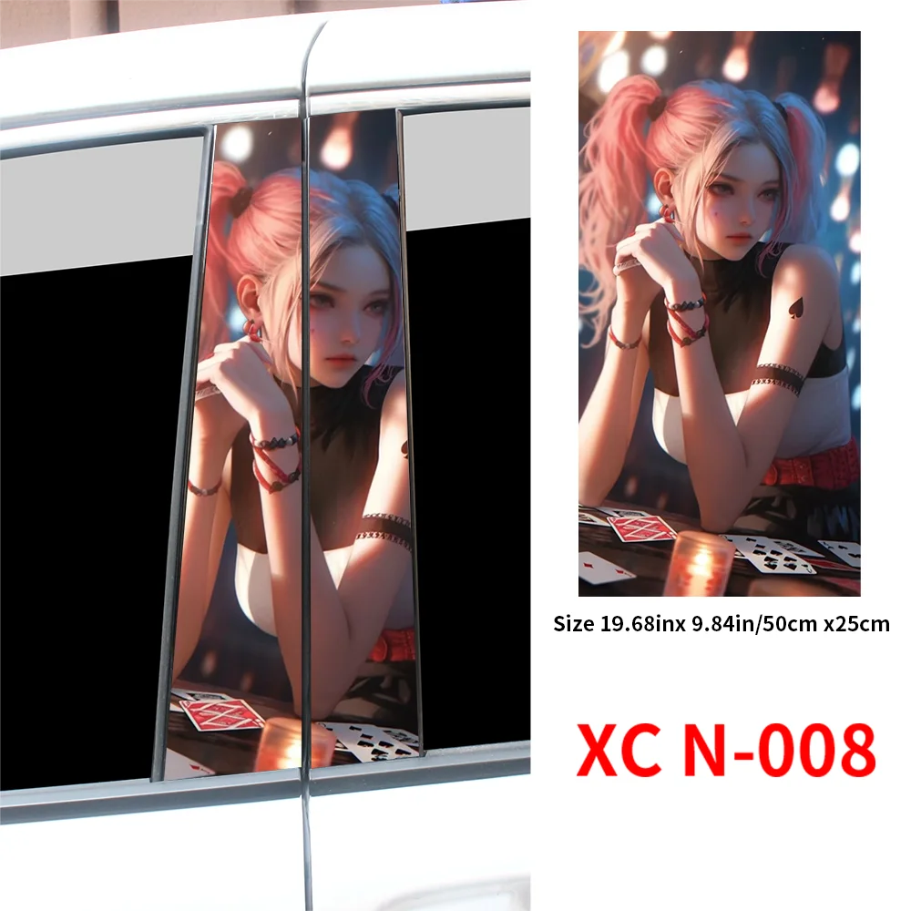 2pcs Waterproof Graffiti Joker Girl Car Stickers, Auto B Pillar