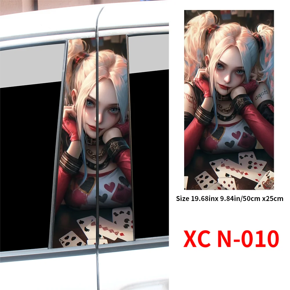 2pcs Waterproof Graffiti Joker Girl Car Stickers, Auto B Pillar