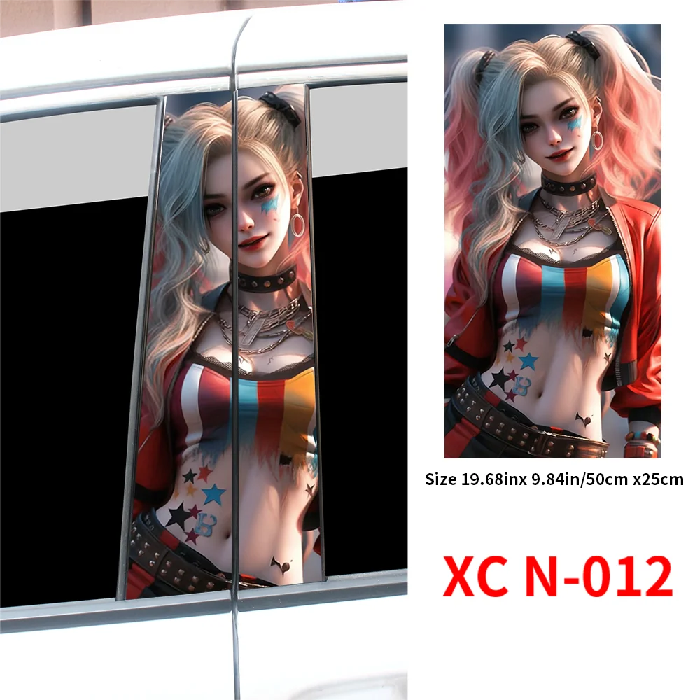 2pcs Waterproof Graffiti Joker Girl Car Stickers, Auto B Pillar