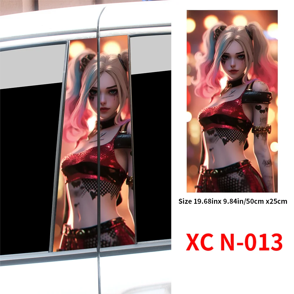 2pcs Waterproof Graffiti Joker Girl Car Stickers, Auto B Pillar