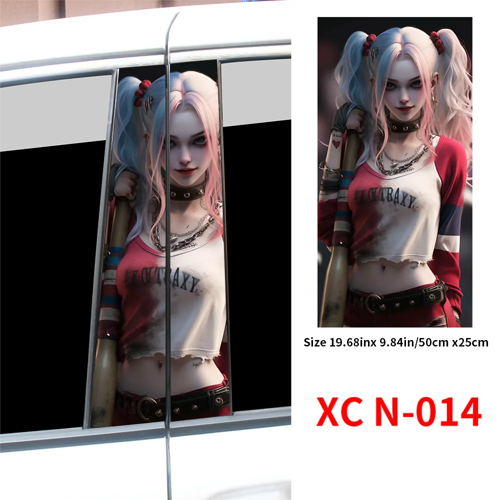 2pcs Waterproof Graffiti Joker Girl Car Stickers, Auto B Pillar