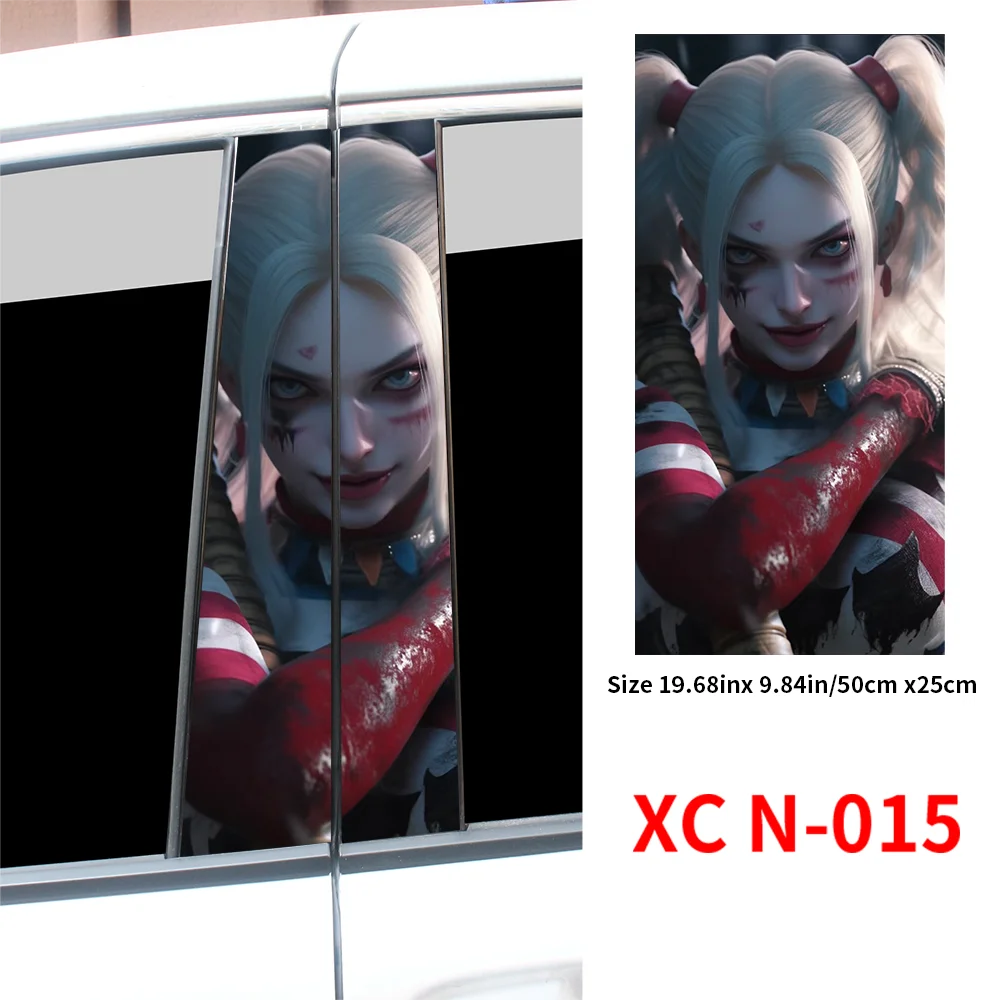 2pcs Waterproof Graffiti Joker Girl Car Stickers, Auto B Pillar