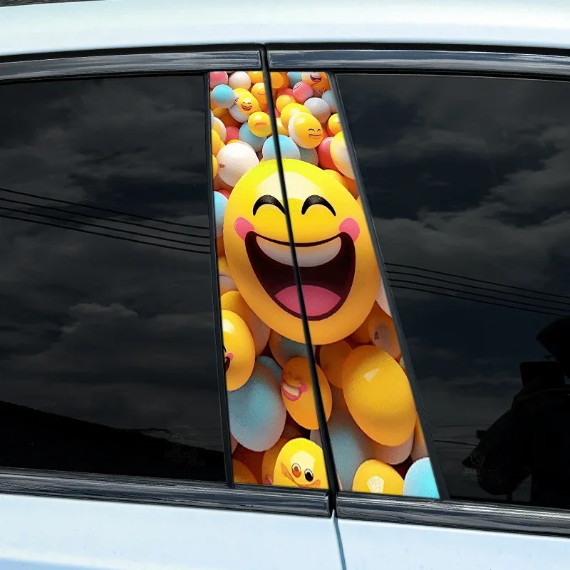 2pcs Funny Graffiti Car Sticker Auto Door Pillar Waterproof