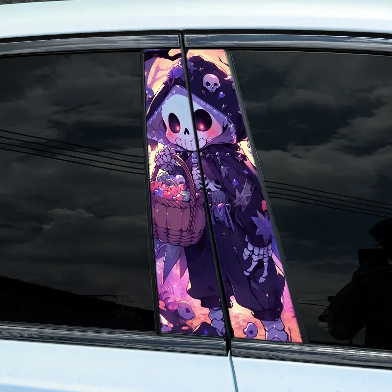 2Pcs Pumpkins Ghosts Car Stickers, Auto B Pillar