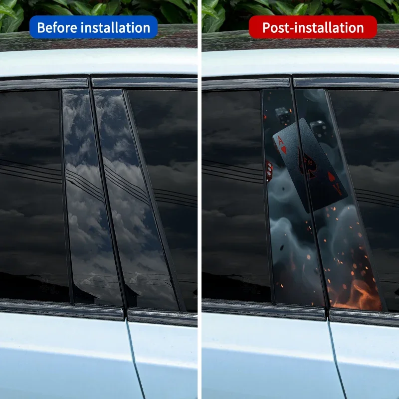 2pcs Smoke Playing Cards Car Stickers, Auto B Pillar