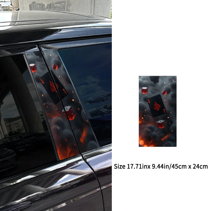 2pcs Smoke Playing Cards Car Stickers, Auto B Pillar