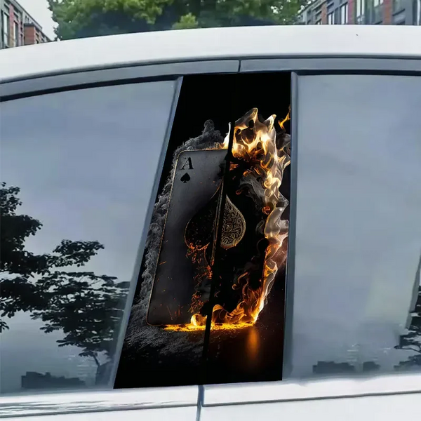 2pcs Cool Flame Poker Car Sticker Auto B Pillar