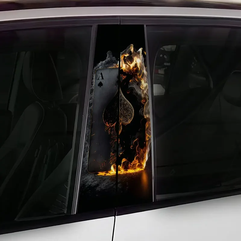 2pcs Cool Flame Poker Car Sticker Auto B Pillar