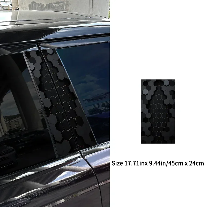 2pcs 3D Effect Honeycomb Car Sticker, Auto B Pillar