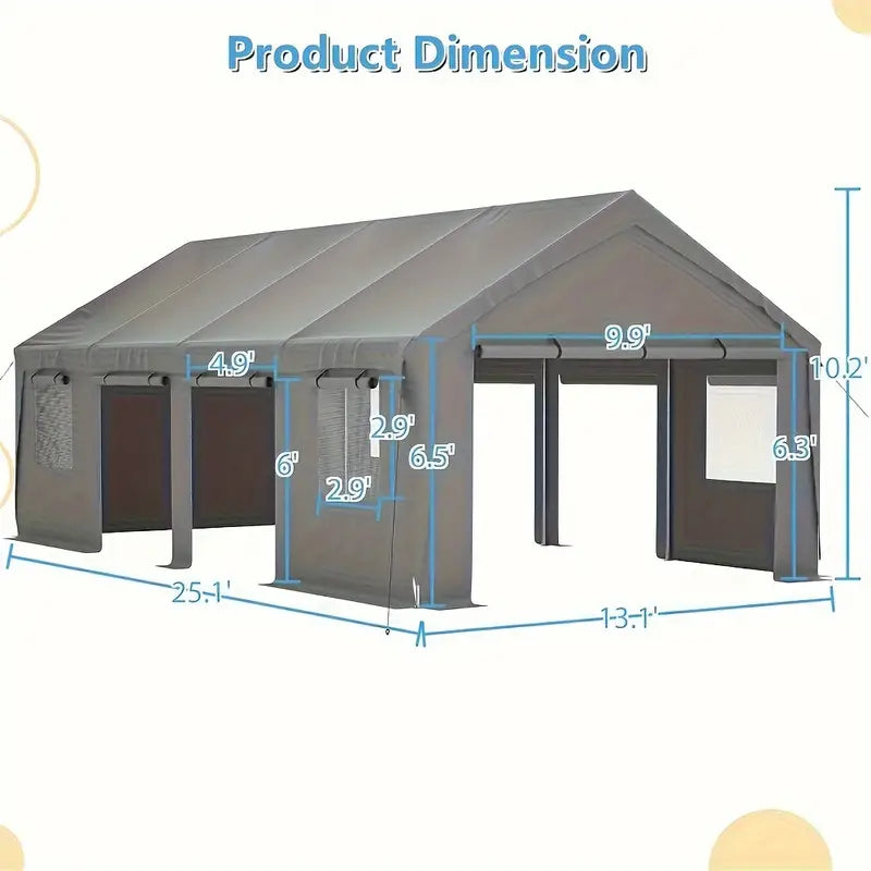 13x25ft Carport Portable Garage Car Top Heavy Duty Carport With Mesh Windows And Removable Sidewalls e4a6b0de-9340-4c79-aef1-9d3db71f9fd4