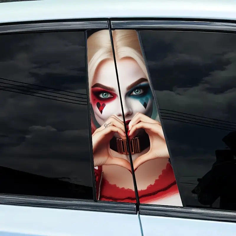 2pcs Fun & Stylish Clown Car Decals - Vinyl B-Pillar Sticker