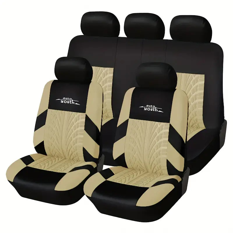 Premium Polyester Fiber Full Set Seat Cover Kit - All-Season Vehicle Seat Protectors
