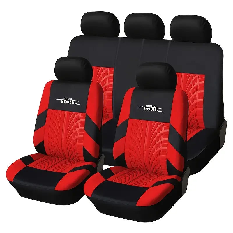 Premium Polyester Fiber Full Set Seat Cover Kit - All-Season Vehicle Seat Protectors