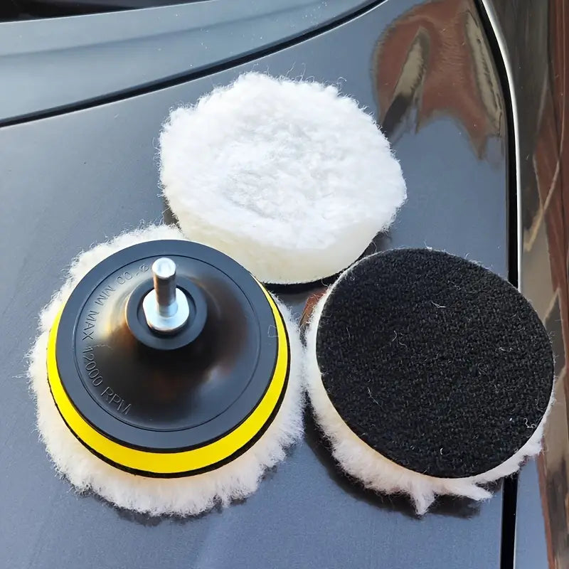 5pcs Premium Wool Polishing Sponges - Ultimate Shine for Floors, Cars & Boats - Durable Glass Cleaning Set