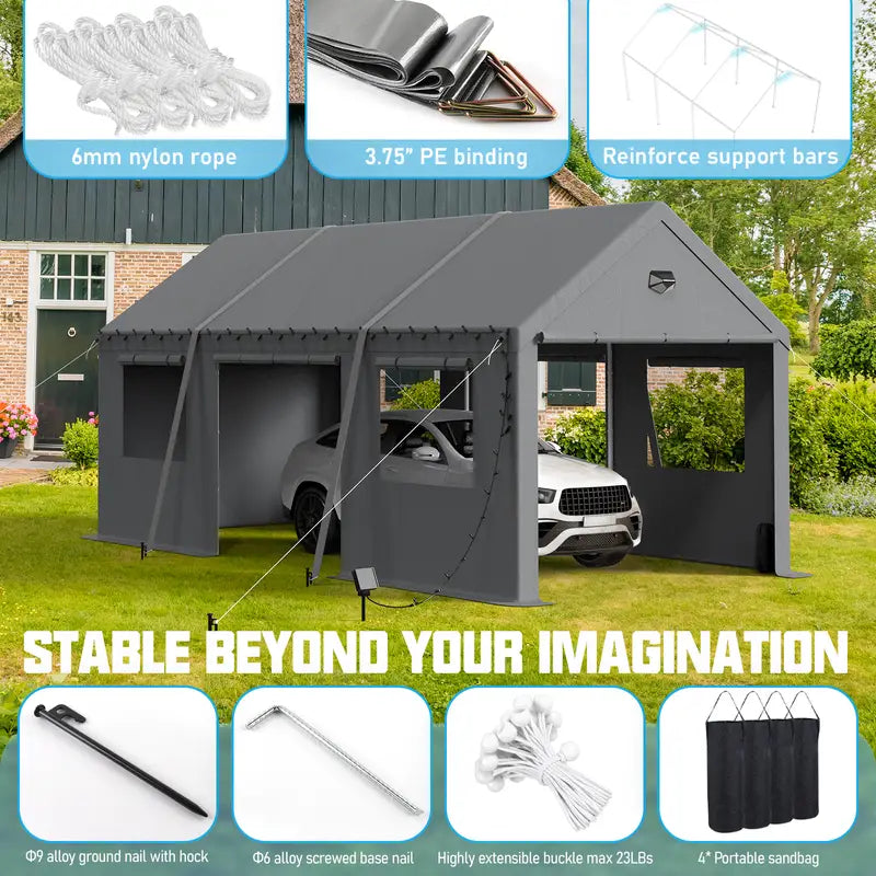 Carports Heavy Duty Carport Canopy with Side Roll f28266b6-e23b-43fa-9e7b-fedfa877bd69