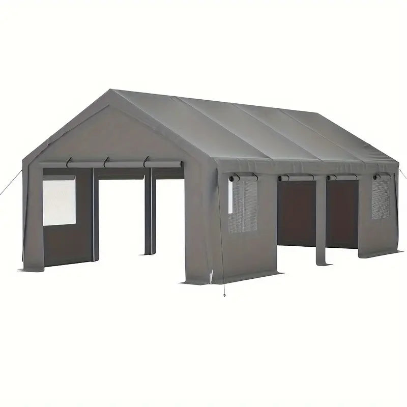 13x25ft Carport Portable Garage Car Top Heavy Duty Carport With Mesh Windows And Removable Sidewalls Gray f4db77c0-c9c1-4701-a09a-60ccbdf0b4f5