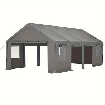 13x25ft Carport Portable Garage Car Top Heavy Duty Carport With Mesh Windows And Removable Sidewalls Gray f4db77c0-c9c1-4701-a09a-60ccbdf0b4f5