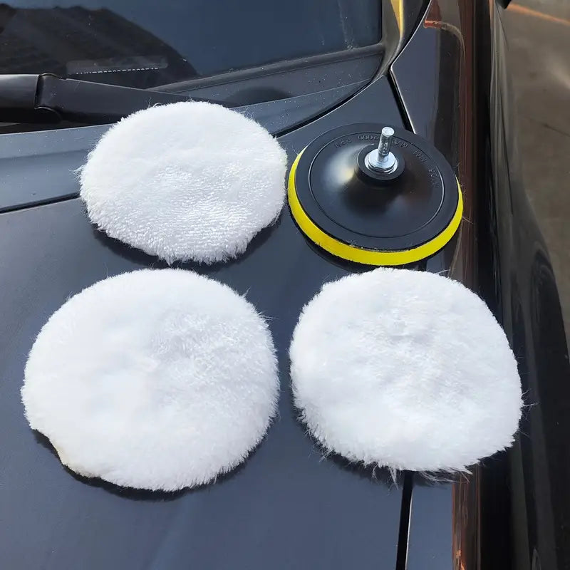 5pcs Premium Wool Polishing Sponges - Ultimate Shine for Floors, Cars & Boats - Durable Glass Cleaning Set
