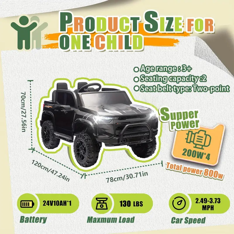 24V 10Ah 2 Seater Kids Ride On Pickup Truck, 4WD 800W Motor, Kids Ride On Car With Remote Control